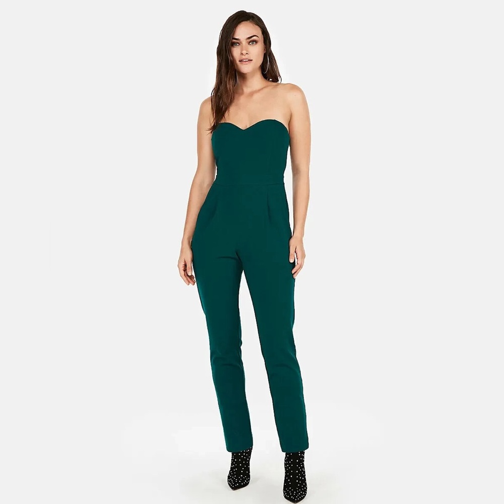 Express Emerald Green Strapless Jumpsuit